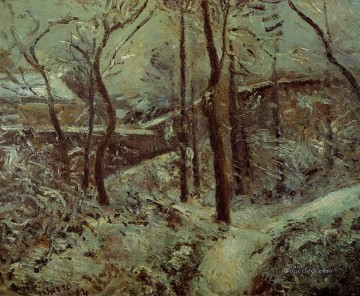  Path Oil Painting - poor footpath pontoise snow effect 1874 Camille Pissarro scenery
